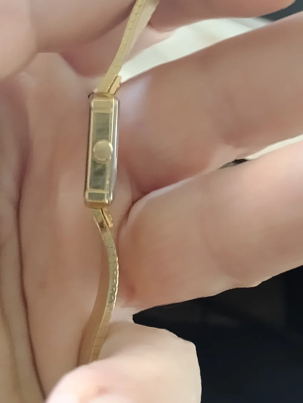 Gold-Tone Quartz Rectangular Dress Watch